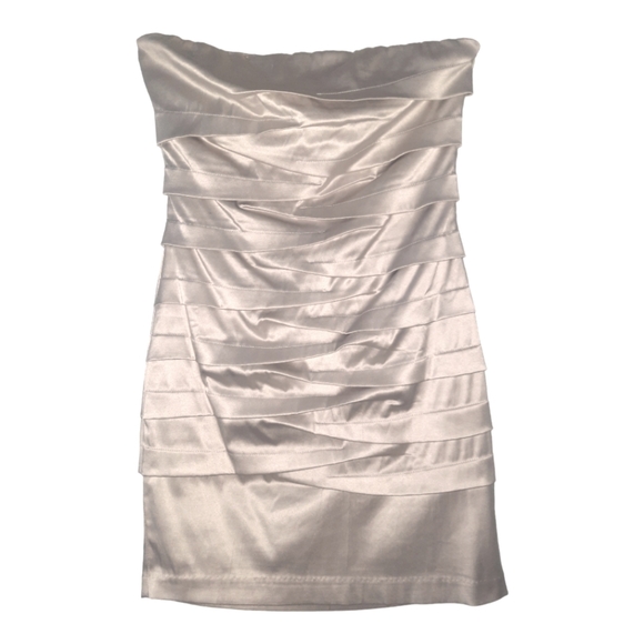 Sakura PLATINUM Womens Cocktail Dress Silver Gray Ruched Strapless Side Zip SZ S - Picture 6 of 12